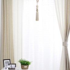 Gold Yarn Bonita亞麻窗簾 2張, 象牙