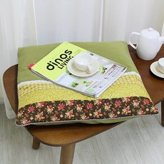 Han's Vill 復古花朵圖案坐墊套, 綠色