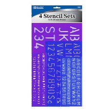 베이직 레터링 4 스텐실 세트, 퍼플, 3개