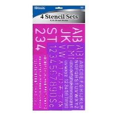 베이직 레터링 4 스텐실 세트, 핑크, 3개