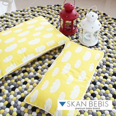 嬰兒雲朵圖案枕頭, 黃色 雲朵款