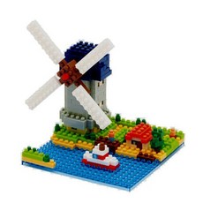 카와다 킨더테이크의 풍차 나노블록 NBH-043, 1개