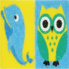 유니아트 데코샌드 연필꽂이 205 고래 부엉이, 약 17x23cm, 2개, 칼라혼합