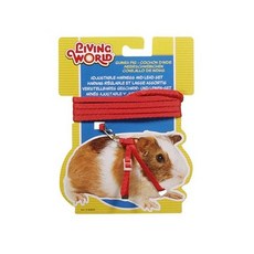 LIVING WORLD 豚鼠安全帶+牽引繩套組, 紅色的, 1 個