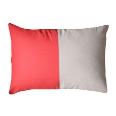 [September room]鮮豔絲滑亞麻枕頭套+雲朵棉 紅色+象牙白, 紅色/象牙色