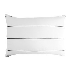 條紋枕套+超細纖維枕芯 白色, 白色的