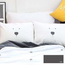 [마치앤어거스트] 표정자수 베개 베어, 그레이