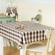 燦美設計 格紋桌布 長方形 2人座, 巧克力棕色
