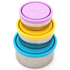 키즈컨저브 라운드 컨테이너 이유식 보관용기, 퍼플, 옐로우, 스카이블루, 1개