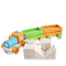 [키움하우스] 스마일원목기차블록, 40 x 10 x 8cm, 1개