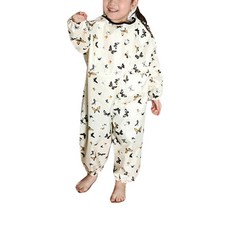 Plié全身美術圍裙 拉鍊型 蝴蝶圖案 M, 象牙, 1 個