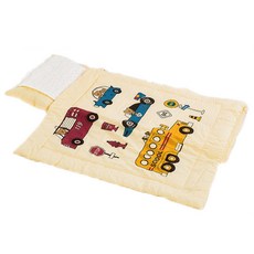 Organic Bean 超細纖維午睡被3段摺疊睡墊組, 黃色車子款