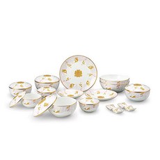 HANKOOK CHINAWARE 花紋碗盤餐具組 21入, 1組