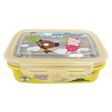 모카앤로즈 이중 사각도시락, 혼합 색상, 1개