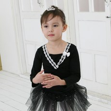 BALLET KIDS 女童V領蕾絲長袖短版T恤