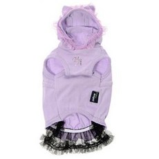 PUPPY ANGEL 玫瑰印花蕾絲寵物連帽T恤, 紫羅蘭色
