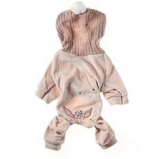 PUPPY ANGEL 翅膀刺繡寵物連帽連身衣, 米色