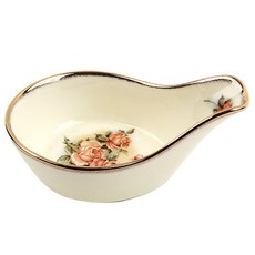 P.G.S 陶瓷湯勺碗 13.5*9*3.8cm, 女皇玫瑰, 1個