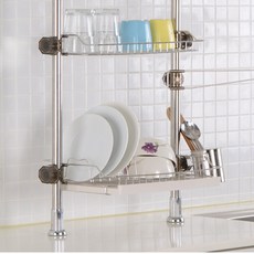 ENEX 雙層水槽瀝水置物架, 銀色