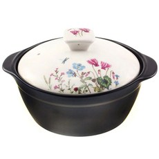 GOLDENBELL 雙耳陶瓷+鑄鐵花卉印花砂鍋+鍋蓋, 1入, 175 x 75 mm