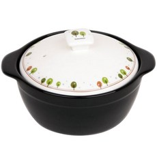 GOLDENBELL 雙耳陶瓷+鑄鐵小樹印花砂鍋+鍋蓋 S號, 見詳細說明, 150*65mm