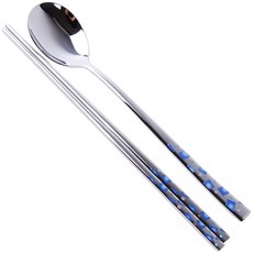 테이블아트 국산 포인트 청수저세트, 청색, 2p (숟가락 1p, 젓가락 1p), 1개