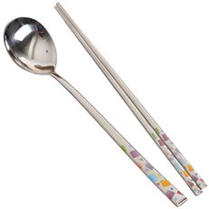 테이블아트 국산 포인트 홍수저 세트, 혼합색상, 숟가락 + 젓가락, 1세트