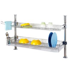 I NEX 新款雙層一鍵式支柱層架, 銀色