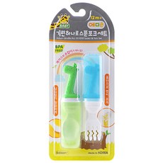 에디슨 기린 하나로 스푼포크 세트, 기린 그린+블루, 1개