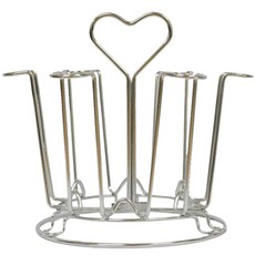 심플하우스 스테인레스 하트원형 컵걸이, 실버, 1개