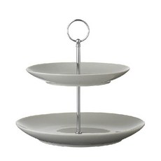 블루밍빌레 2단 케익 스탠드 트레이 접시, 그레이, 1개