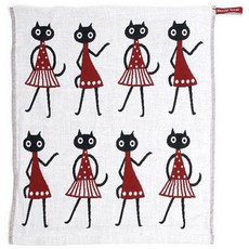 알럽하우스 일러스트 원피스캣 키친타올 주방타올, 그레이, 1개