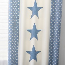 Apoa Room 藍色星星圖案遮光窗簾, 扣眼型
