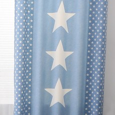 JINNYSTAR 星星印花窗簾 藍色, 扣眼型