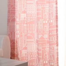 Apoa Room 建築線條粉色遮光窗簾, 髮卡型