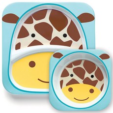 스킵합 동물원 식기세트, 기린, 식판 + 접시, 1개