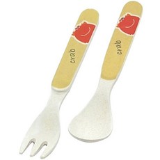 빈지오 아동용 대나무 유아식기 스푼 앤 포크, 베이비오렌지, 1세트