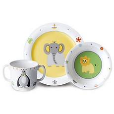 HANKOOK CHINAWARE Jyu 兒童餐具套裝, 1盤+1湯碗+1杯, 混色