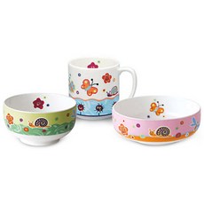 HANKOOK CHINAWARE 野餐兒童1人宴會套裝, 1組, 3p(空氣1p、碗1p、杯子1p)