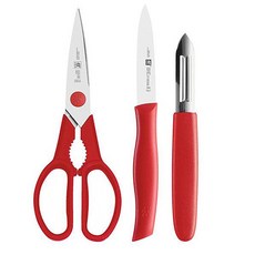 ZWILLING 雙人 Twin Grip 紅色3件組 (水果刀1+削皮器1+剪刀1), 紅色, 1個