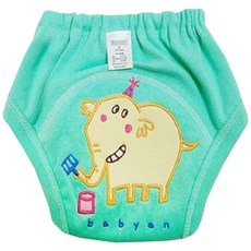 babyan 4層刺繡如廁訓練褲, 大象款 薄荷色