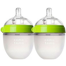 comotomo 寬口徑矽膠嬰兒奶瓶, 綠色, 150ml, 2個