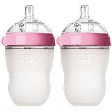 코모토모 실리콘젖병 트윈팩, 핑크, 250ml, 2개