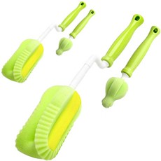 베이비앤아이 회전 젖병솔 + 꼭지솔, 2세트, 그린