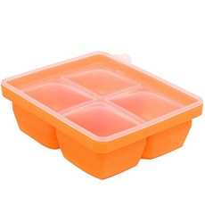 이유식 실리콘 멀티큐브 4칸, 오렌지, 400ml