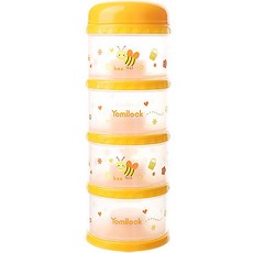 Yomilock 印花4層奶粉分裝收納盒, 橘色, 1入