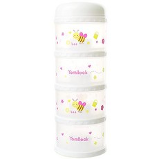 Yomilock 印花4層奶粉分裝收納盒, 白色, 1入