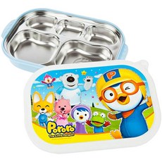 Pororo 兒童不鏽鋼5格便當盒, 藍色, 1組