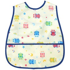 Yomilock 印花防水圍兜, 3個月, 機器人款(深藍色), 1個