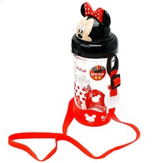 디즈니 미니 어깨끈 입체 빨대 물통 400ml, 레드, 1개